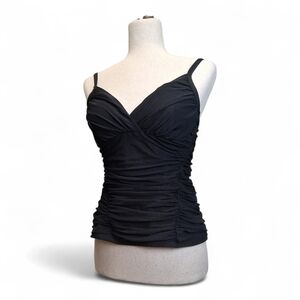 Be Creative Chic Black Ruched Bikini Top Size 10